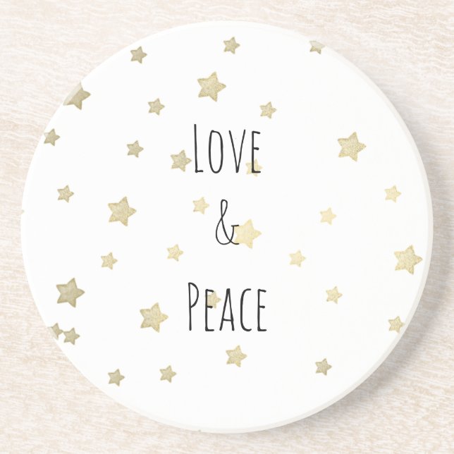 Gold Stars Love and Peace Coaster (Front)