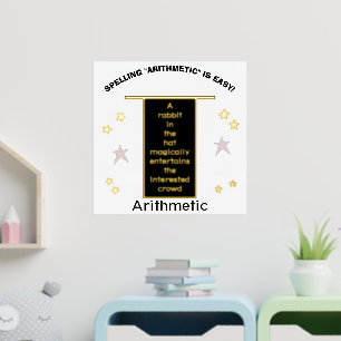 Gold Stars Magician Hat Spelling Arithmetic  Foil Prints