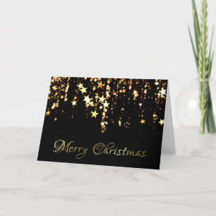 Gold Stars Merry Christmas Greeting Card