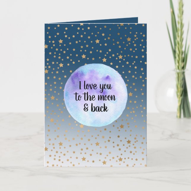 Gold Stars Moon Card (Front)