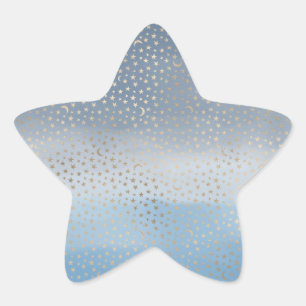 Gold Stars Moons Blue Ombre Star Sticker