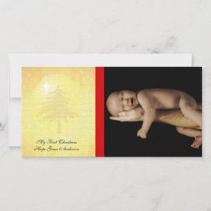 Gold Stars My 1st Christmas Baby Photo Card