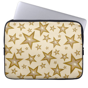 "Gold" Stars neoprene laptop sleeve 13" cream