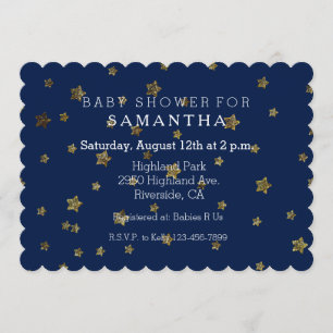 Gold Stars Night Sky Baby Shower Invitation