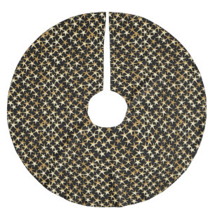 Gold stars on a black background brushed polyester tree skirt