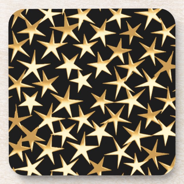 Gold stars on a black background coaster (Front)