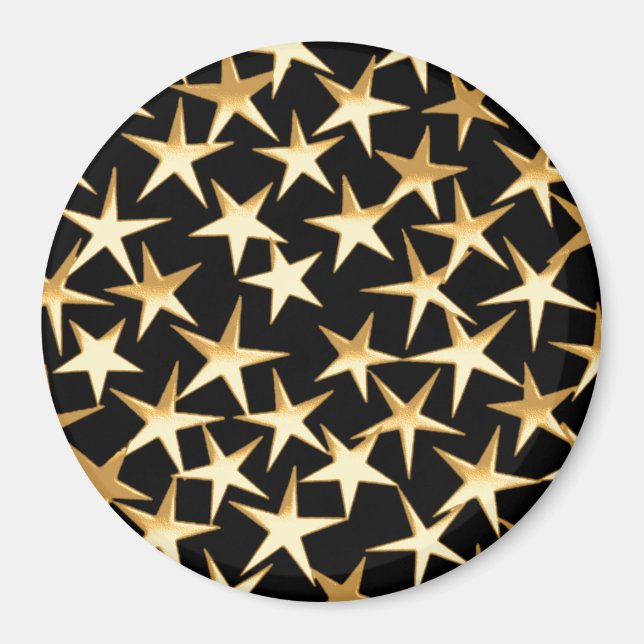 Gold stars on a black background magnet (Front)