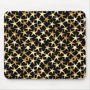 Gold stars on a black background mouse mat
