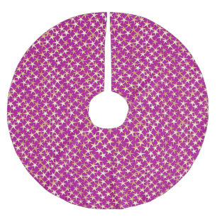 Gold stars on amethyst purple brushed polyester tree skirt