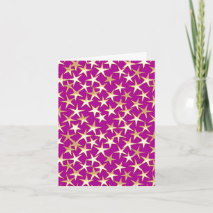 Gold stars on amethyst purple holiday card