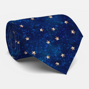 Gold Stars on Blue Night Sky Tie