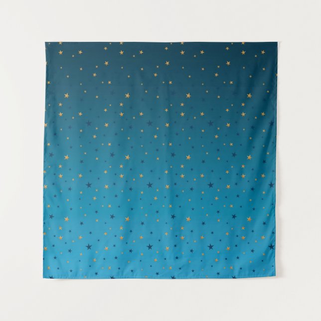 Gold stars on blue. tapestry (Front)