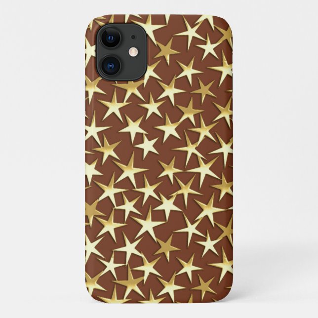 Gold stars on chocolate brown Case-Mate iPhone case (Back)