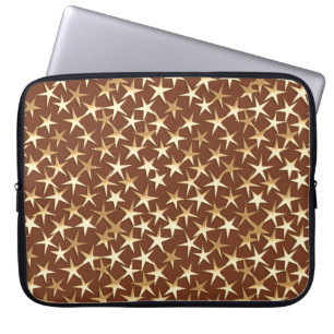 Gold stars on chocolate brown laptop sleeve