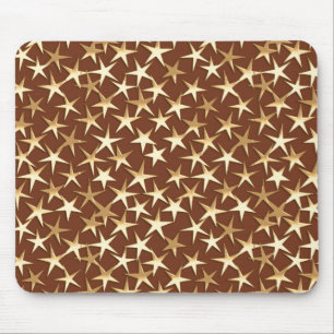 Gold stars on chocolate brown mouse mat