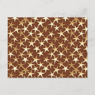 Gold stars on chocolate brown postcard
