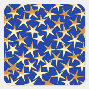Gold stars on cobalt blue square sticker