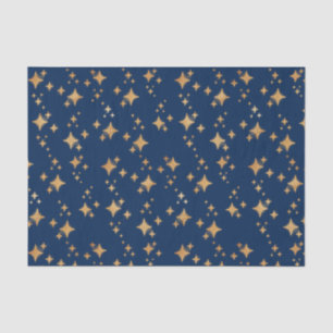 Gold Stars on Dark Blue Background Tissue Paper