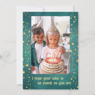 Gold stars on green Birthday Card