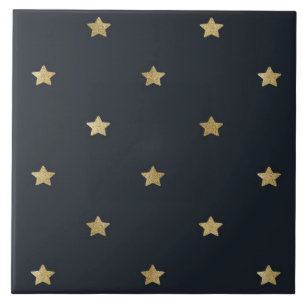 Gold stars on midnight black sky tile