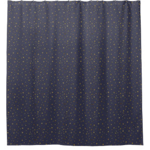 Gold Stars on Navy Blue Shower Curtain