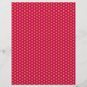 Gold Stars on Red Background Scrapbook Paper