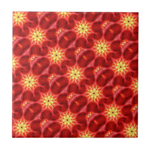 gold stars on red tile