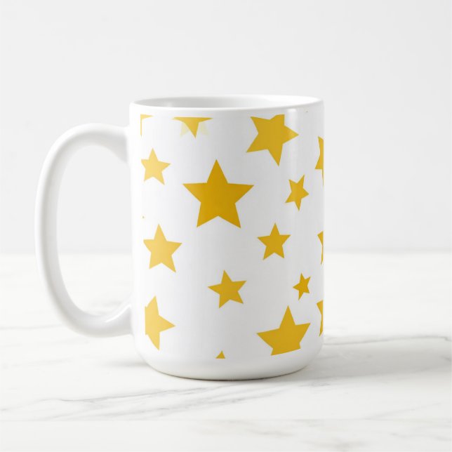 gold stars on white background coffee mug (Left)