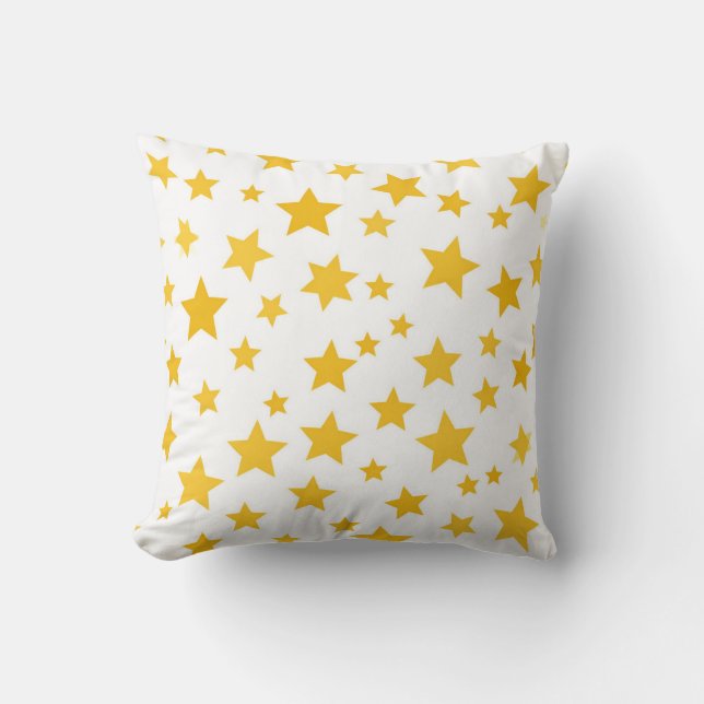 gold stars on white background cushion (Front)