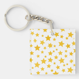 gold stars on white background key ring