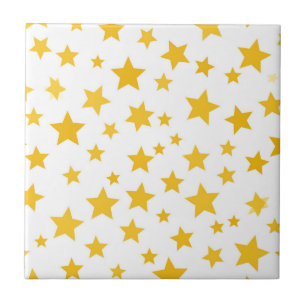 gold stars on white background tile
