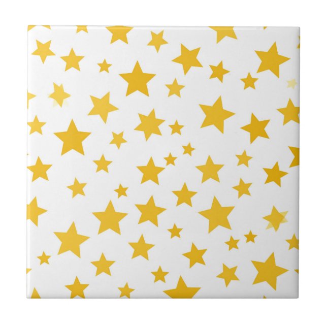 gold stars on white background tile (Front)