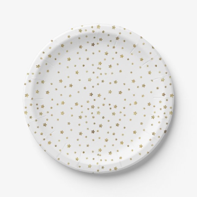 Gold Stars Paper Plate (Front)