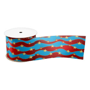 Gold Stars Patriotic Thunder_Cove Satin Ribbon
