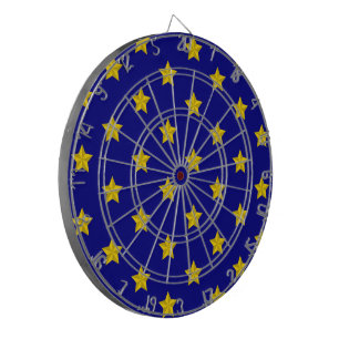 Gold Stars Pattern, Navy Blue, Exclusive Dartboard