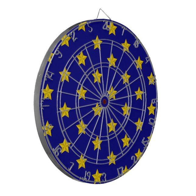 Gold Stars Pattern, Navy Blue, Exclusive Dartboard (Front Left)