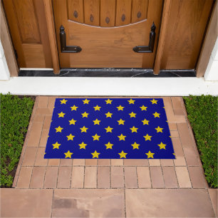 Gold Stars Pattern, Navy Blue, Exclusive Doormat