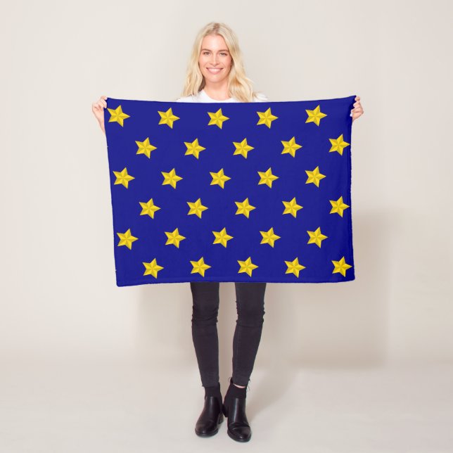 Gold Stars Pattern, Navy Blue, Exclusive Fleece Blanket (In Situ)
