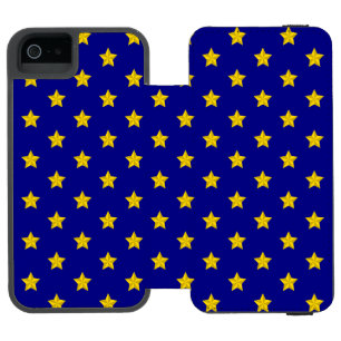 Gold Stars Pattern, Navy Blue, Exclusive Incipio Watson™ iPhone 5 Wallet Case