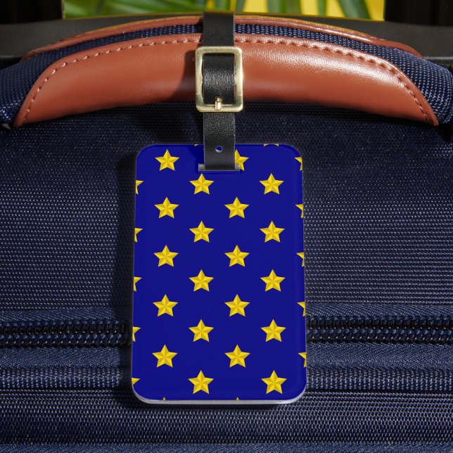 Gold Stars Pattern, Navy Blue, Exclusive Luggage Tag (Front Insitu 2)