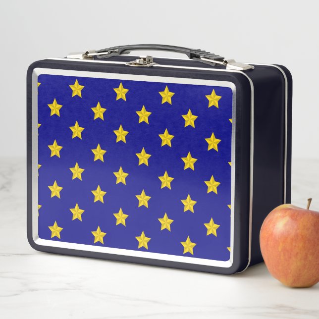 Gold Stars Pattern, Navy Blue, Exclusive Metal Lunch Box (In Situ)