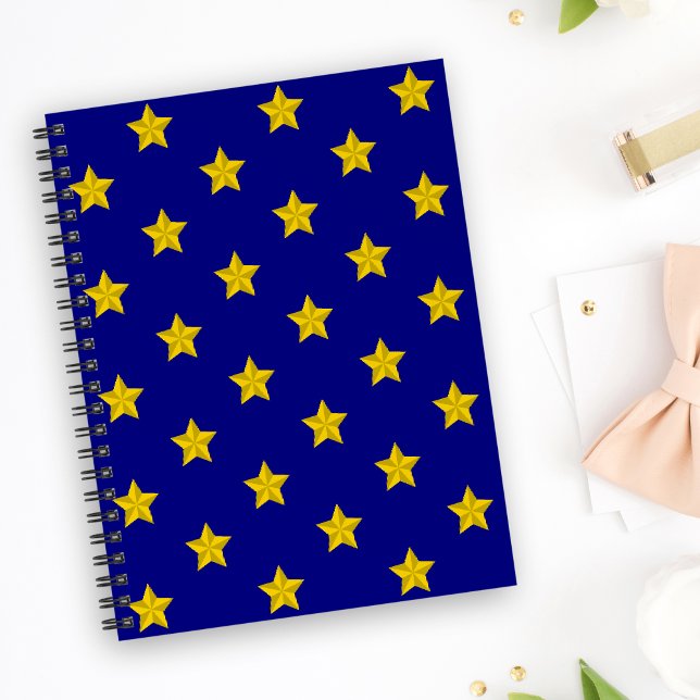Gold Stars Pattern, Navy Blue, Exclusive Notebook (Creator Uploaded)