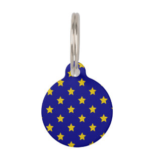 Gold Stars Pattern, Navy Blue, Exclusive Pet Tag