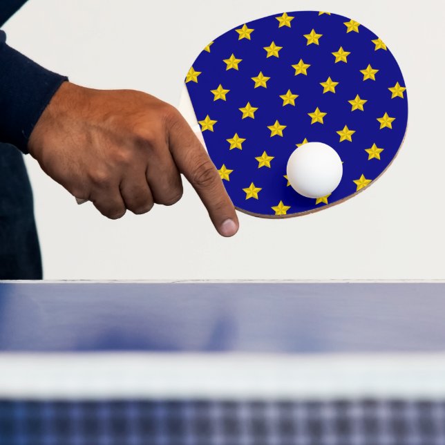 Gold Stars Pattern, Navy Blue, Exclusive Ping Pong Paddle (Insitu)
