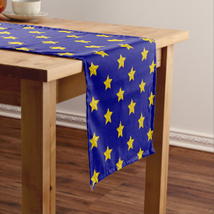 Gold Stars Pattern, Navy Blue, Exclusive Short Table Runner