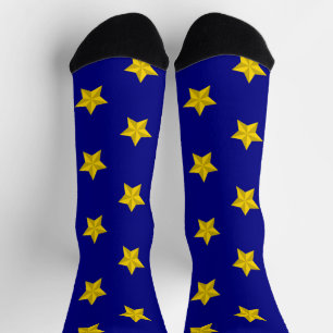 Gold Stars Pattern, Navy Blue, Exclusive Socks