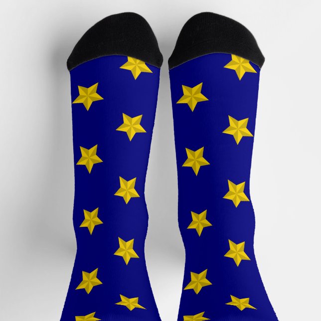 Gold Stars Pattern, Navy Blue, Exclusive Socks (Top)