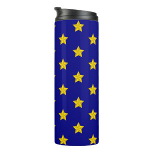 Gold Stars Pattern, Navy Blue, Exclusive Thermal Tumbler