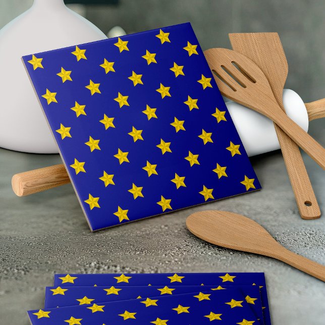 Gold Stars Pattern, Navy Blue, Exclusive Tile (Creator Uploaded)
