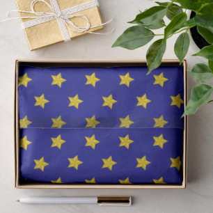 Gold Stars Pattern, Navy Blue, Exclusive Tissue Paper